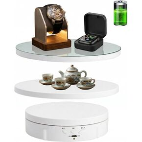 JAYEGT 3 in 1 Rotating Display Stand with 5.74/7.08/8.66 inch Replacement Mirror Cover，22lbs Load , 360 Degree Electronic Turntable for Photography Products Display (Mirror/3 in1 / Black/ Remote Control) in Saudi Arabia