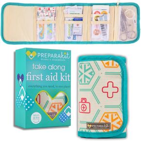 Travel First Aid Kit for Kids - Mini Car, Purse, Backpack, or Diaper Bag 75 Piece Medicine Includes All Essential Medical Supplies TSA-Approved (Teal) in Saudi Arabia
