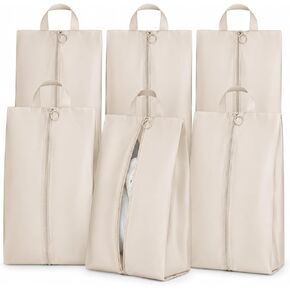 6 Pcs Shoe Bags for Travel - White Travel Shoe Bag Set with Zipper and Handle, Shoe Organizer Bags for Suitcase, Gym, Carry On, Sneakers, Heels and Toiletries in Saudi Arabia