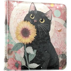 JIPONI Sunflower Cat Large Photo Album, DIY Leather Cover Scrapbook Albums for 4x6 5x7 6x8 Pictures, Self Adhesive Memory Book for Pet, Baby, Family in Saudi Arabia