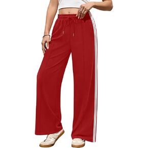 Womens Track Pants Wide Leg Loose Fit Athletic Running Training Warm-Up Sweatpants Joggers Gym Lounge Pants Red XL in Saudi Arabia