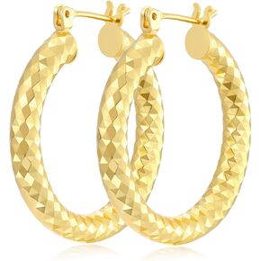 Gold Hoop Earrings 14K Gold Earrings for Women Wrinkle Texture Earring for Women Hypoallergenic Hoops Womens Earring in Saudi Arabia