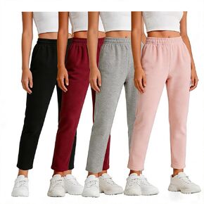 4 Pack Toddler Girls Fleece Sweatpants - Winter Warm Fleece Pants with Pockets, Athletic Microfleece Pants for 2-6 Years Toddler, Baby Girl Thermal Joggers 3Y-G1 in Saudi Arabia