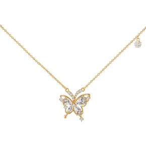 14K Gold Plated Bow and Butterfly Design Choker Necklace for Women, Hypoallergenic Fashion Jewelry Gift in Saudi Arabia