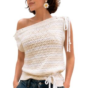 Women's Sweater Vest Striped Pullover Crew Neck Cap Sleeve Knit Sweater 2026 Spring Lightweight Summer Tank Tops in Saudi Arabia