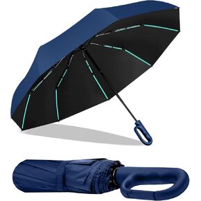 42-Inch Extra Large Umbrella for 2-3 People, Windproof Automatic Open/Close with Carabiner Handle, UPF 99+ UV Protection Folding Travel Umbrella for Rain and Sun in Saudi Arabia