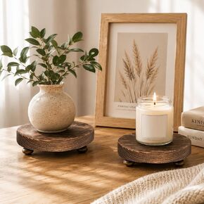 2 Pcs Wood Riser for Display Stand, 4.72inch Holder for Rustic Farmhouse Decor, Tiered Tray Decorations, Round Pedestal Stand for Boho Decor, Shelf Decorations - Lamp Riser Cake Stand Plant Stand in Saudi Arabia