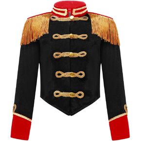 inlzdz Kids Girls Circus Ringmaster Tassel Jacket Tailcoats Drum Major Conductor Band Team Uniform for Black 8 Years in Saudi Arabia