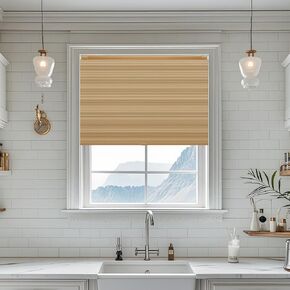 Shade&Beyond No Tools No Drill Window Blinds for Indoor Windows, 35" W X 24" H Camel Blackout Shades Cellular Shades Cordless, No Drill Blinds for Windows, Window Shades for Home, Bedrooms in Saudi Arabia