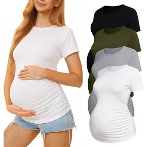 4 Pack Womens Maternity Shirts - Crew Neck Maternity Top Short Sleeve Pregnancy Tee Shirts in Saudi Arabia