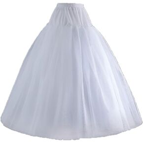 Women's A-line Hoopless Petticoat Crinoline Underskirt 3 Layers Floor Length Tulle Slips for Wedding Dress in Saudi Arabia