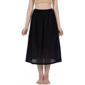 Cotton Half Slip Skirt, Women's Midi Length Underskirt with Elastic Waistband in Kuwait