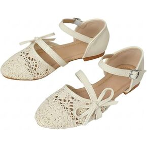 GORGLITTER Girl's Ballet Flats Cute Closed Toe Crochet Bow Buckle Ankle Strap Comfortable Vacation Walking Shoes in Saudi Arabia