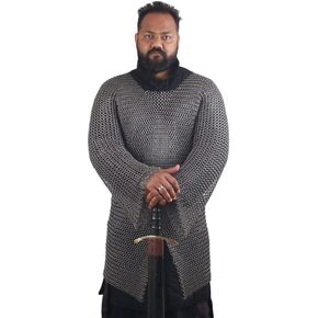 THE MEDIEVALS 10 MM ID Butted Chainmail Hauberk Full Sleeve Shirt Mild Steel in Kuwait