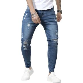 HUNGSON Skinny Jeans for Men Stretch Slim Fit Ripped Distressed in Kuwait