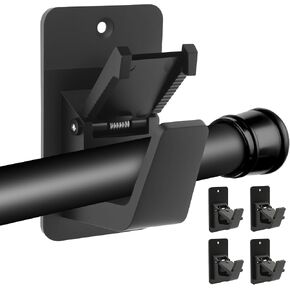 4 Pack Adhesive Curtain Rod Holders, Black | No Drill, Self Adhesive Wall Mount, Renter Friendly, Fits Rods Up to 0.78 Inch in Saudi Arabia
