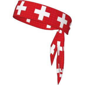 Swiss Flag Ultimate Performance Sweat Absorbent Bandana Headband for Outdoor Sports - Unisex Design, Soft & Breathable Fabric, Black in Saudi Arabia
