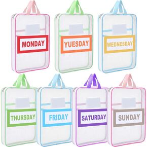 7 Pack Packing Cubes for Travel, Days of Week Outfit Organizers with Weekly Stickers, Mesh Bags for Camp Suitcase in Saudi Arabia