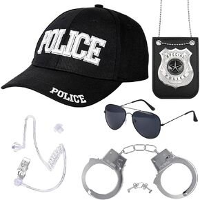 Yezmo Police Costume Accessories, Cop Costume Accessories Kit with Cop Hat Badge Handcuffs for Adult Halloween Dress up in Saudi Arabia