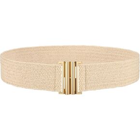 JASGOOD Women's Straw Woven Elastic Belt Rattan Waist Belt Boho Summer Dresses Belt in Kuwait