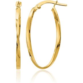 IceCarats 14K Yellow Gold Large Twisted Oval Hoop Earrings 30mm 1.2 inch Lightweight, Snap Back For Her in Kuwait