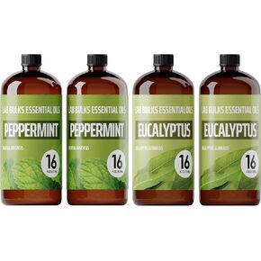 LAB BULKS ESSENTIAL OIL - Bundle of Peppermint and Eucalyptus Essential Oils, 16 oz Bottles, for Diffusers, Home Care, Candles, Aromatherapy in Saudi Arabia