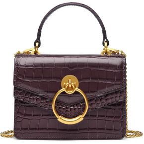 Croc Embossed Top Handle Handbag for Women Leather Mini Crossbody Purse with Gold Chain Strap Ring Closure Evening Bag in Saudi Arabia