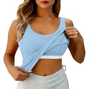 Women's Tank Tops with Built in Bra Square Neck Sleeveless Ribbed Summer Basic Thick Strap Fitted Racerback Tops in Saudi Arabia