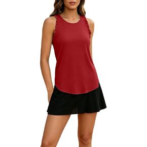 Yoga Tank Tops for Women Loose Summer Workout Ruffle Sleeveless Racerback Crewneck Casual Running Athletic Shirts in Kuwait