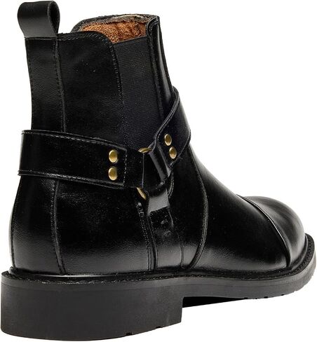 Men’s Harness Boots, Fashion Chelsea Ankle Boots Motorcycle Style Ankle Boot Strap & Metal, Side Zipper for Casual Formal in Saudi Arabia