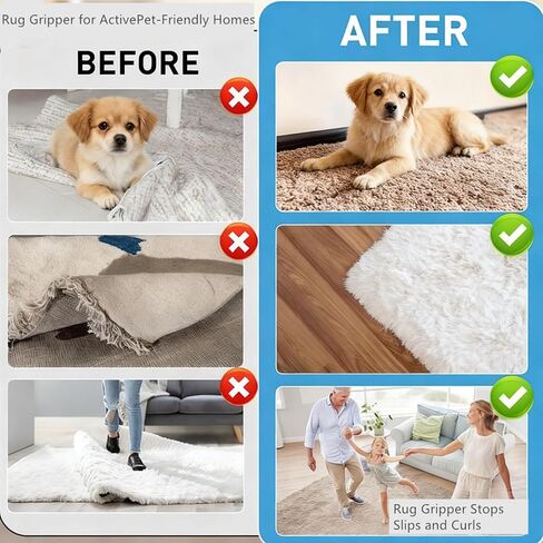 Bestac Rug Grip Tape for Hard Surface Floors - Dual-Adhesive, Removable & Reusable Anti-Slip Solution for Rugs and Carpets (12, White) in Saudi Arabia
