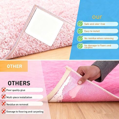 Bestac Rug Grip Tape for Hard Surface Floors - Dual-Adhesive, Removable & Reusable Anti-Slip Solution for Rugs and Carpets (12, White) in Saudi Arabia