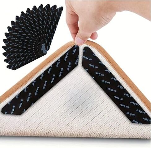 Anti-Slip Carpet Corner Clips and Stickers for Securing Area Rugs on Wooden Floors, Kitchen, Bedroom - Peel and Stick Non-Slip Rug Pads (8PCS) in Kuwait