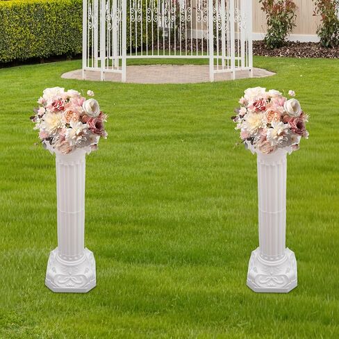 2Pcs Wedding Roman Column, White Elegant Roman Pillars Stand Wedding Event Decorative Columns Tall Wedding Centerpiece Stand for Wedding Party Celebration Decor in Saudi Arabia