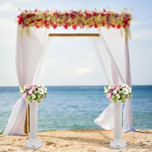 2Pcs Wedding Roman Column, White Elegant Roman Pillars Stand Wedding Event Decorative Columns Tall Wedding Centerpiece Stand for Wedding Party Celebration Decor in Saudi Arabia