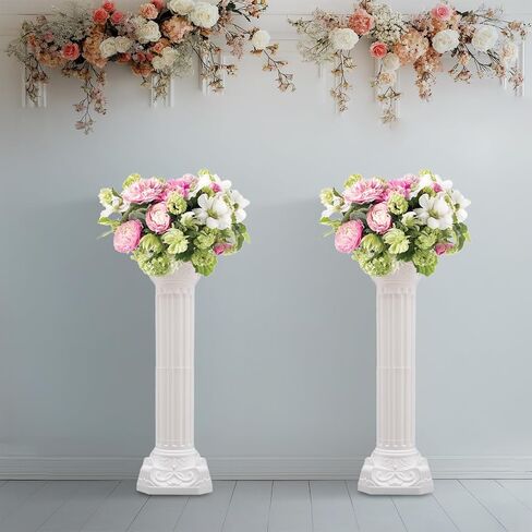 2Pcs Wedding Roman Column, White Elegant Roman Pillars Stand Wedding Event Decorative Columns Tall Wedding Centerpiece Stand for Wedding Party Celebration Decor in Saudi Arabia