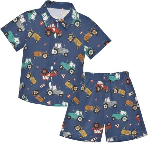 CaTaKu Hawaiian Shirts for Boys 2 Pieces Button Down Shirt Short Sleeve and Short Set Kids Summer Outfits 3-10T in Saudi Arabia