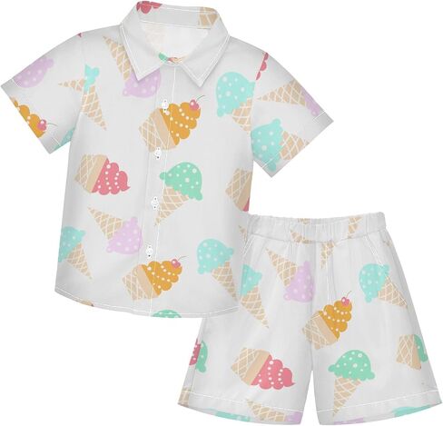 CaTaKu Hawaiian Shirts for Boys 2 Pieces Button Down Shirt Short Sleeve and Short Set Kids Summer Outfits 3-10T in Saudi Arabia