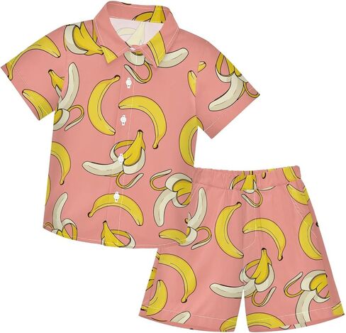 CaTaKu Hawaiian Shirts for Boys 2 Pieces Button Down Shirt Short Sleeve and Short Set Kids Summer Outfits 3-10T in Saudi Arabia