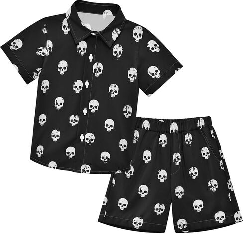 CaTaKu Hawaiian Shirts for Boys 2 Pieces Button Down Shirt Short Sleeve and Short Set Kids Summer Outfits 3-10T in Saudi Arabia