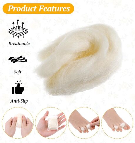 8PCS Lambs Wool for Toes, Soft Lambs Wool for Pointe Shoes Wool Lambswool for Toes to Prevent Corns, Blisters & Calluses (Beige) in Saudi Arabia