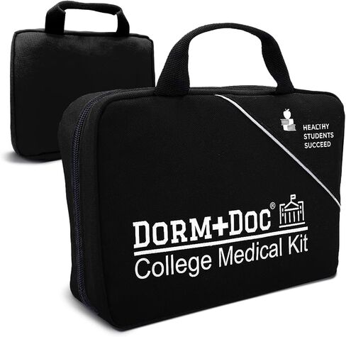 College First Aid Kit – Compact Emergency Medical Kit for Dorm Rooms, School, Sports – with Bandages, OTC Medicines for Relief, Gauze, Quick Care Set – Portable Health Kit - 175 PCS, Black in Saudi Arabia