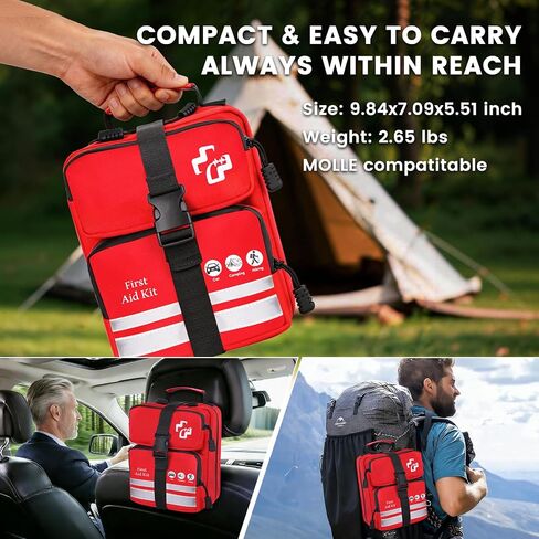 450 Piece Premium First Aid Kit, Water-Resistant Emergency Medical Kit with MOLLE System for Car, Home, Travel, Camping, Hiking & Outdoor Preparedness in Saudi Arabia
