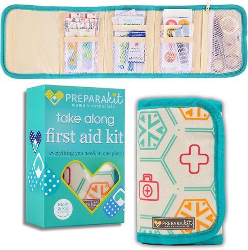 Travel First Aid Kit for Kids - Mini Car, Purse, Backpack, or Diaper Bag 75 Piece Medicine Includes All Essential Medical Supplies TSA-Approved (Teal) in Saudi Arabia