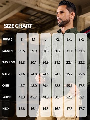 Mens Fishing Shirts Long Sleeve Button Up Ripstop Work Shirts with Zipper Pockets for Outdoor Safari Hiking Hunting Army Green in Saudi Arabia