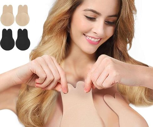 Zacca Adhesive Bra, 2 Pairs Breast Lift Tape Lift Up Invisible Bra Nippleless Covers Sticky Bras Silicone Breast Lift Pasties in Saudi Arabia