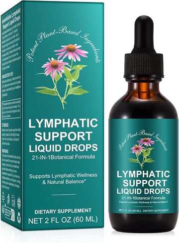 Lymphatic Drainage Drops, Natural Lymph Cleanse & Immune Support Supplement with Echinacea, Dandelion, Elderberry, Cleavers, Astragalus & Burdock, 2 FL OZ (1) in Saudi Arabia