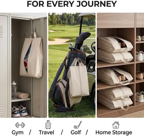 6 Pcs Shoe Bags for Travel - White Travel Shoe Bag Set with Zipper and Handle, Shoe Organizer Bags for Suitcase, Gym, Carry On, Sneakers, Heels and Toiletries in Saudi Arabia