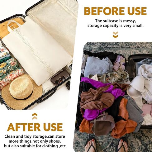 6 Pcs Shoe Bags for Travel - White Travel Shoe Bag Set with Zipper and Handle, Shoe Organizer Bags for Suitcase, Gym, Carry On, Sneakers, Heels and Toiletries in Saudi Arabia