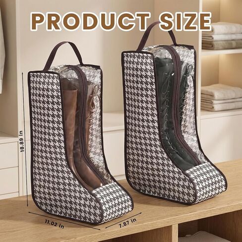 4 Pcs Boot Bags for Cowboy Boots Boot Storage Organizer Tall Boots, Houndstooth Shoe Storage Bags with Handles, Dust Proof Travel Shoes Organizer for Packing, Daily Use, Home Closet Organization in Saudi Arabia